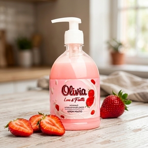 Moisturizing Strawberry Jam Liquid Hand <b>Wash</b> with Glycerin for Gentle Daily Hand Care 500 ml Olivia Love & Fruttis - Product Image 1