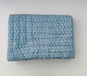 Indian Jaipuri Cotton <b>Quilt</b> Block Print <b>Floral</b> Comforter Bedspread - Product Image 1