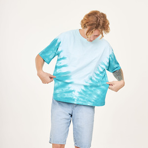 Camiseta básica de algodón 100% de manga corta con cuello redondo para hombre, nuevo estilo Tie-Dye, patrón sólido, ropa informal hecha en Tailandia - Product Image 4