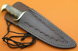 Cuchillo Bowie de caza de acero inoxidable hecho a mano con mango de madera, cuchillos para acampar y supervivencia. - Product Image 6