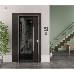Porte de sécurité manuelle antivol ABSDOOR en acier inoxydable, aspect feuille brillante, prix direct usine, entrée villa hôtel Turquie - Product Image 5
