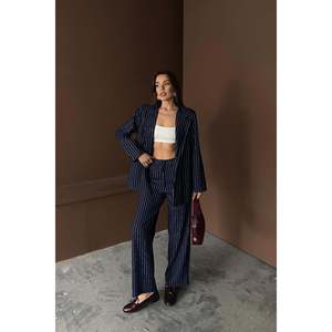 Navy Striped <b>Jacket</b> And Trousers Suit - Navy - Product Image 1