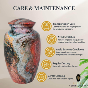 Handcrafted Aluminum Cremation <b>Urns</b> with Meena Coating <b>Large</b> (220 cu in) & Keepsake (3 cu in Engravable Metal cremation <b>urns</b> - Product Image 5