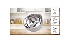 Bol de service artisanal en acier inoxydable de luxe, fabriqué en Inde, adapté à l'agencement des aliments dans les salons, à la mise en place des tables de restaurant et à la décoration de la maison - Product Image 4