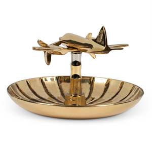 Cenicero de latón de avión con acabado dorado-Cenicero de metal redondo único-Peso pesado, acabado Premium para fumadores - Product Image 4