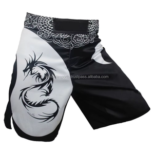Pantalones cortos de boxeo MMA para hombre de cintura alta con estampado sublimado personalizado de secado rápido y transpirable patrón sólido hasta la rodilla pantalones cortos de lucha - Product Image 6