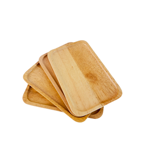 Plateau de service rectangulaire en bois naturel écologique Produit d'affichage de vaisselle alimentaire vert - Product Image 3