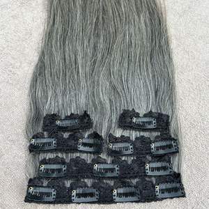 Extensions de cheveux gris raides naturels de qualité 10A avec clip pour cheveux bruts Commande minimum 1 pièce - Product Image 5