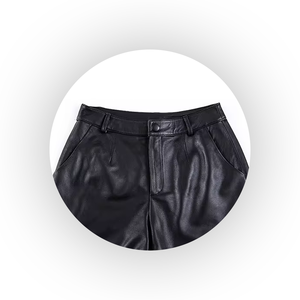 Short noir uni de haute qualité grande taille pour femmes en cuir respirant du Pakistan prix bon marché court - Product Image 3
