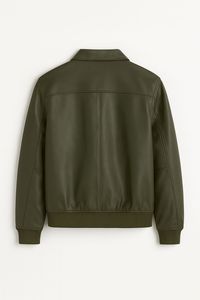 Blouson aviateur en cuir pour homme de qualité supérieure 2025 avec poignets côtelés - Product Image 2