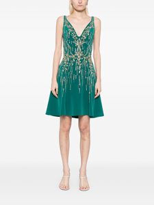 Robe Maxi Antistatique Vert Turquoise avec Décolleté en V Circulaire Brodé Perles Perles Décorations Logo Avant-Sans Manches - Product Image 2