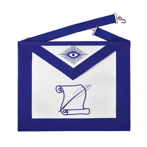 Tablier d'officier de loge bleu d'historien de Regalia maçonnique Tablier en cuir blanc et bordure bleue - Product Image 1