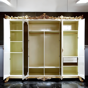 เฟอร์นิเจอร์ห้องนอนไม้มะฮอกกานีสไตล์ยุโรปคลาสสิกผสมผสานความหรูหราทันสมัยแบบดั้งเดิม  ตกแต่งด้วยงานแกะสลักสีทอง  ผลิตด้วยมืออย่างประณีต - Product Image 6