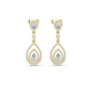 ต่างหูเพชรทรงหยดน้ำ 1.214 กะรัต สำหรับผู้หญิง ความใส VVS-VS EF ทอง 18KT, 14KT, 10KT และเงิน 925 สีโรสโกลด์, สีเหลือง, สีขาว - Product Image 2