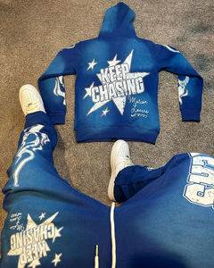 Ensemble survêtement personnalisé avec broderie d'appliques en détresse pour hommes sweat à capuche délavé à l'acide mode streetwear de haute qualité - Product Image 6