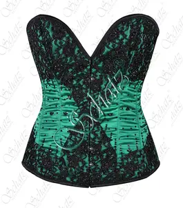 Schatz CORSET High Quality Customized Design Fashion Corset Top Overbust Satin Fabric and Embroidered Lace Overlay Corset