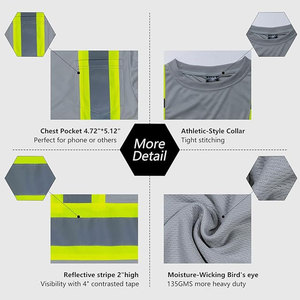Camisas de Trabajo de Manga Larga para Hombre, de Alta Visibilidad, Ignífugas, de Poliéster, Transpirables y Reflectantes de Seguridad - Product Image 5