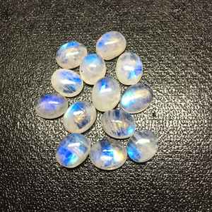 Lot de 10 pièces naturel arc-en-ciel pierre de lune ovale Cabochon dos plat pierres précieuses en vrac 3x5mm à 13x18mm pour la fabrication de bijoux - Product Image 4