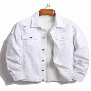 Personnalisable hommes 100% coton Denim veste nouvelle mode Laser imprimé PU matériel Street Style décontracté XS OEM Service disponible - Product Image 1