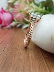 Bague de Fiançailles et de Mariage Solitaire Personnalisée Fantaisie Diamant Taille Émeraude Certifié GIA Argent 925 Or 14k 18k Cadeau Fêtes 100% - Product Image 5