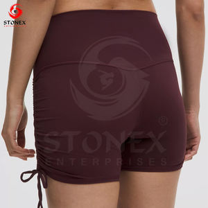 Custom Women Custom FiberShorts Cintura Alta Yoga Workout Gym Spandex Shorts Con Bolsillos y Logo - Product Image 4