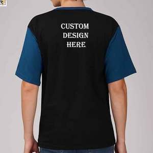 <b>Men</b> 100% Cotton Tshirt Print Customize casual wear printed <b>men</b> Tshirt o-neck street style <b>cool</b> loose <b>T</b>-<b>shirt</b> contrast panel - Product Image 3
