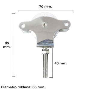 Puleggia per Stendibiancheria in Acciaio Inox Wolfpack 40 mm / Puleggia Metallica con Vite - Product Image 2