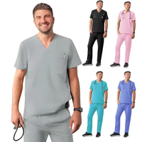 Tenue médicale unisexe personnalisable en tissu sergé, uniforme d'infirmière doux, ensembles de blouses d'hôpital avec logo personnalisé