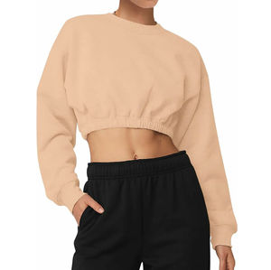 Sudaderas transpirables personalizadas para mujer, ropa de mujer, deportes, buen estampado, logotipo, pulóver, manga larga, Top corto, sudaderas - Product Image 5