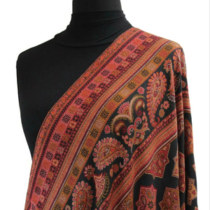 Chal de Cachemira tradicional de moda de invierno estampado patrón sólido con bordado de Paisley y borlas de poliéster fino - Product Image 1