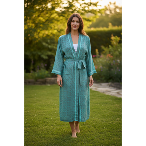 Vintage Chic Recycled Silk Sari <b>Robe</b> Women's Boho Kimono for <b>Beach</b> Resort Wear for Bridesmaid Lounge Wedding Gown Cover Ups - Product Image 1