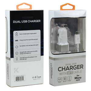 2in1 Car Charger 2.4A Dual Port with 3FT <b>USB</b> to Micro V8V9 <b>Cable</b> for Universal Cell Phone Device Made in China - Product Image 1