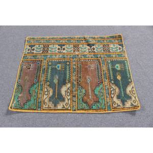 พรมตุรกีวินเทจ ขนาด 1.9x2.5 ฟุต (59x77 ซม.) ลายตารางสีเขียว - Product Image 3