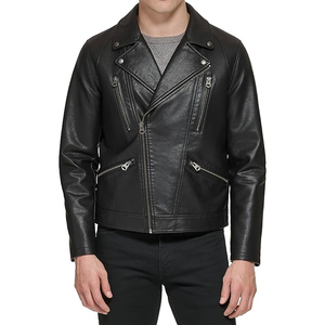 Chaqueta de cuero al por mayor con material de cremallera múltiple de calidad superior del último diseño - Product Image 1