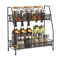 Étagère de rangement pliable en métal doré au design unique, double niveau, pour cuisine, fabrication artisanale, haute capacité de rangement