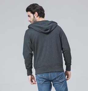 Sudadera gris vintage con hombros descubiertos de buena calidad al por mayor sudaderas con cremallera y bolsillo de algodón pesado bordadas para hombre - Product Image 2