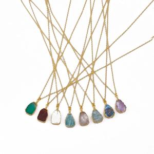 925 argent Sterling fait à la main femmes bijoux de mariage Amazonite bord Zig Zag plaqué tranche pendentif collier cadeau pour elle - Product Image 2