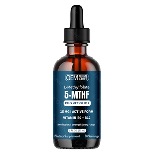 OEM/ODM L-Metilfolato Gotas 15mg Plus B12 Metil Folato Suplementos L-Metilfolato Gotas para la salud inmunológica Cerebro