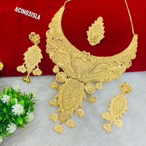 Gold Plated Heart Motif African Jewelry Set for Women Nigerian <b>Bridal</b> Wedding Jewelry Charm Necklace Fashion - Product Image 2