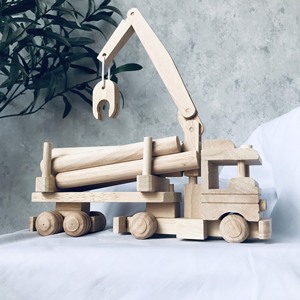 Camion jouet en bois jouet de construction et véhicule de grue - Product Image 3
