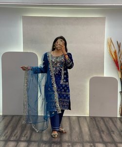 นวมคลุมหน้าสไตล์อินเดียปากีสถานพร้อมทําชุดผ้าฝ้ายผู้หญิงเย็บชุดผู้หญิงที่สง่างาม - Product Image 2