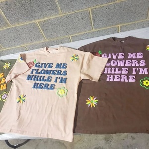 Personalizado para hombre Puff Imprimir Streetwear Tee OEM Fábrica de algodón de gran tamaño T Shirt 3D Raised Logo Design Shirt - Product Image 1