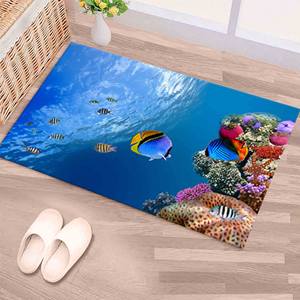 Tapis imprimé Océanique - Vue sur les poissons sous-marins, Tapis de voiture, Tapis d'entrée, Tapis à poils doux - Product Image 5