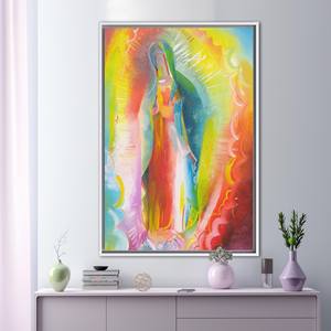 Toile d'art imprimée vibrante Notre-Dame de Guadalupe pour décoration moderne, encadrée en blanc - Product Image 1