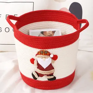 Craft manufacturers custom holiday basket cotton rope storage basket Holiday Christmas Gift Christmas Storage Basket