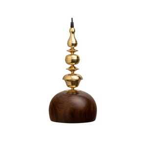 Ensemble de trois lampes suspendues en cuivre avec bois et chrome de différentes tailles pour bureau à domicile couleur de forme de taille personnalisée - Product Image 3