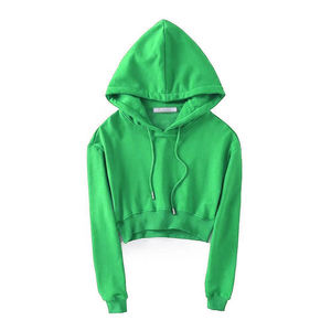 Fleece Custom Blank Womens Drop Shoulder Cropped Sweatshirt Jumper Hoodie Crop Top Hoodie - Product Image 5