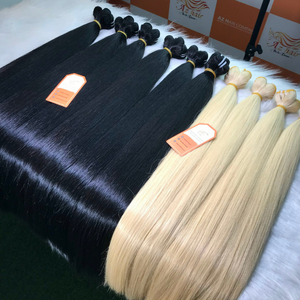 Extensiones de cabello crudo de Vietnam de grado 12A, extensiones de cabello virgen liso de hueso de trama, cierre a juego para hacer peluca, el mejor precio al por mayor - Product Image 1
