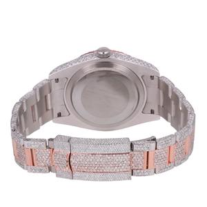 Reloj de Acero Inoxidable con Esfera Redonda en Oro Rosa y Plata, Personalizable con Diamantes Moissanite, para Hombre, Joyería de Moda - Product Image 4