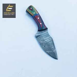 Cuchillo de caza hecho a mano de acero de Damasco, recién llegado, cuchillo táctico de supervivencia con mango de madera y funda de cuero. - Product Image 5